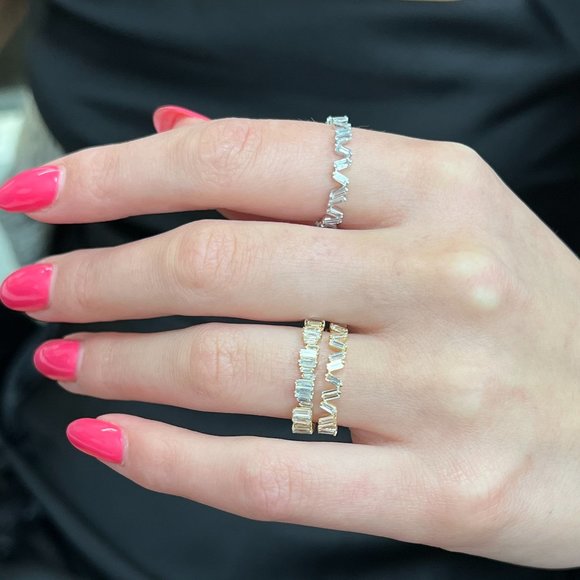 Rachel Koen Baguette Cut Diamond Eternity Band 14K Rose Gold 0.69Cttw Size 6.5 - Picture 4 of 5